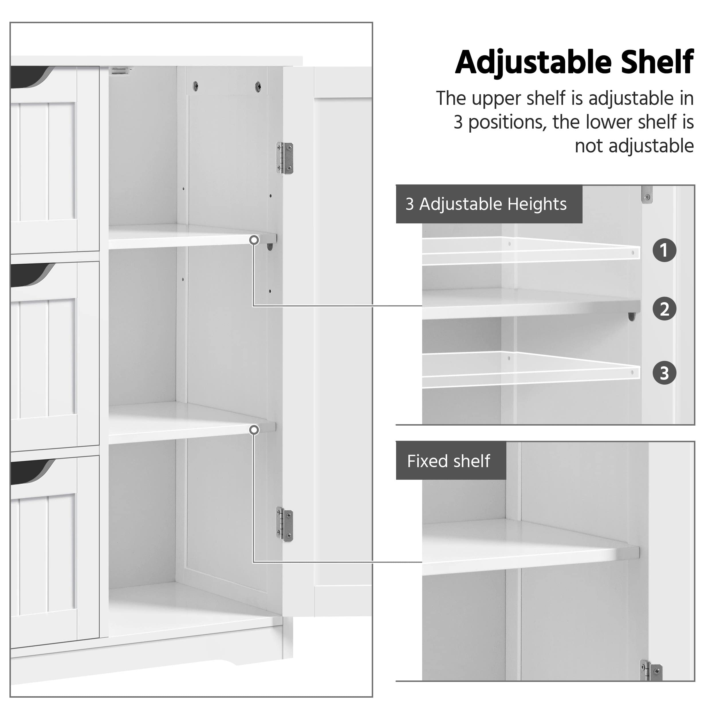 Bathroom Floor Storage Cabinet, Bathroom Freestanding Cabinet with 3 Large Drawers