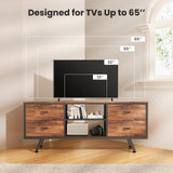 TV Console Table for up to 65″ TVs, Retro TV Stand with Metal Frame