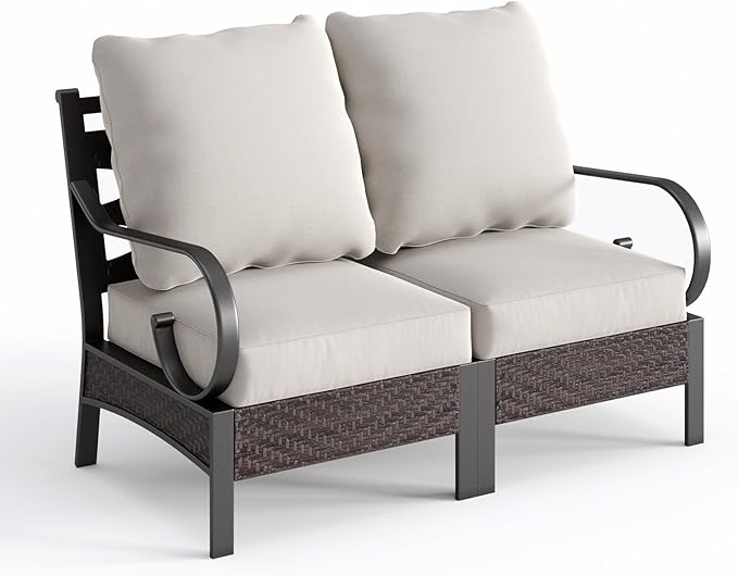 Half-Moon Patio Furniture Set 8 Piece, Curved Outdoor Sectional Sofa Conversation Sets