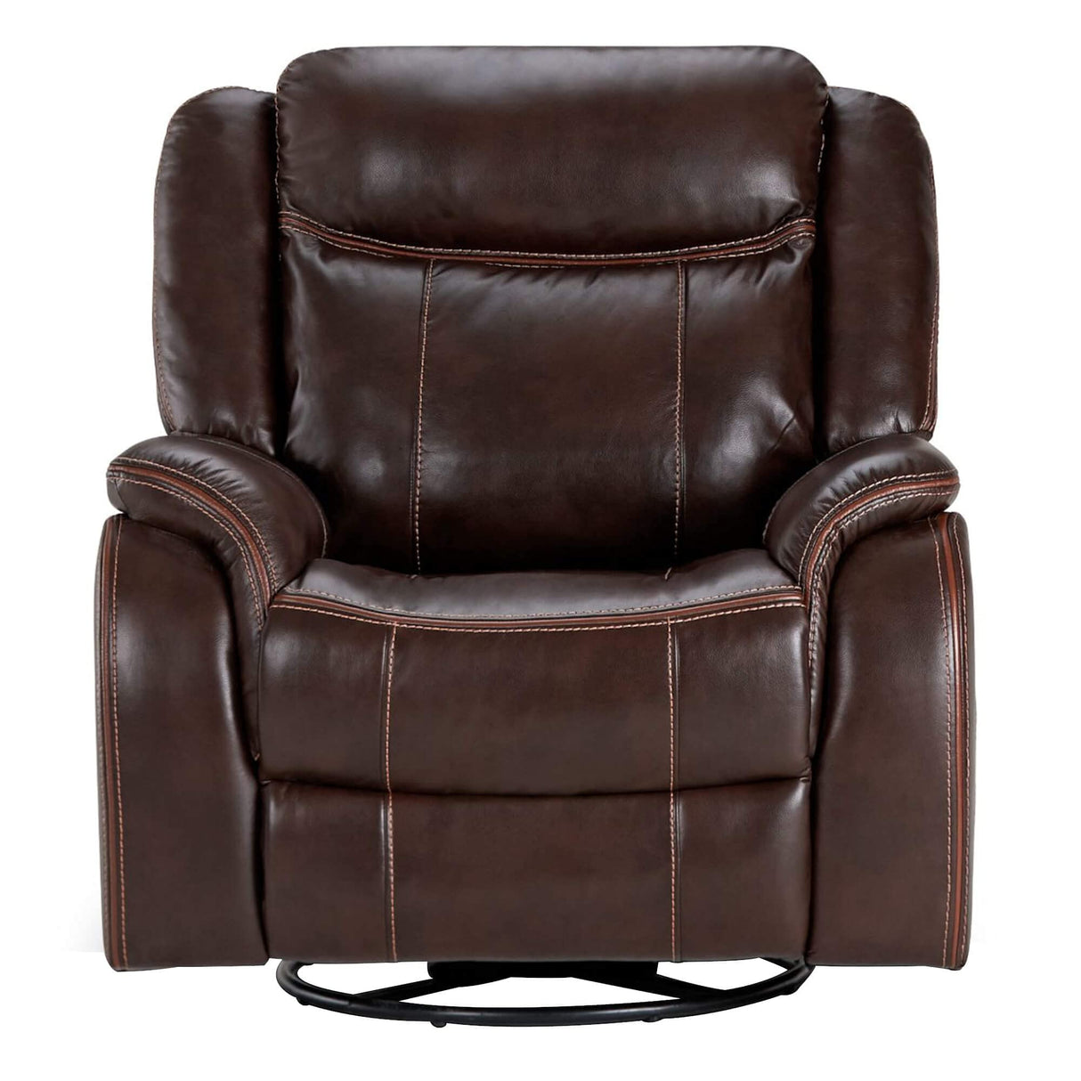 Avant 38" Wide Reclining Rocking Swivel Chair | Brown Faux Leather Accent Armchair