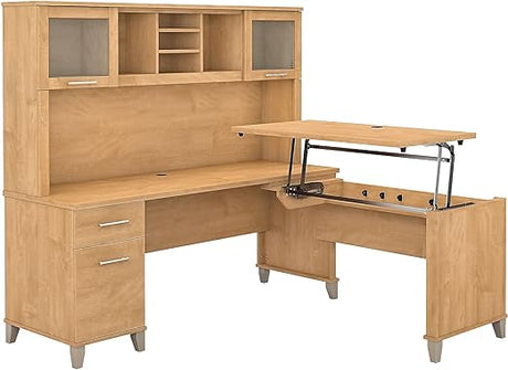 SET015SG Somerset 35-Inch -41-Inch Adjustable Desk with Hutch, Storm Gray