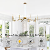 38" Gold Chandeliers for Dining Room, 8-Light Modern Farmhouse Chandelier Light