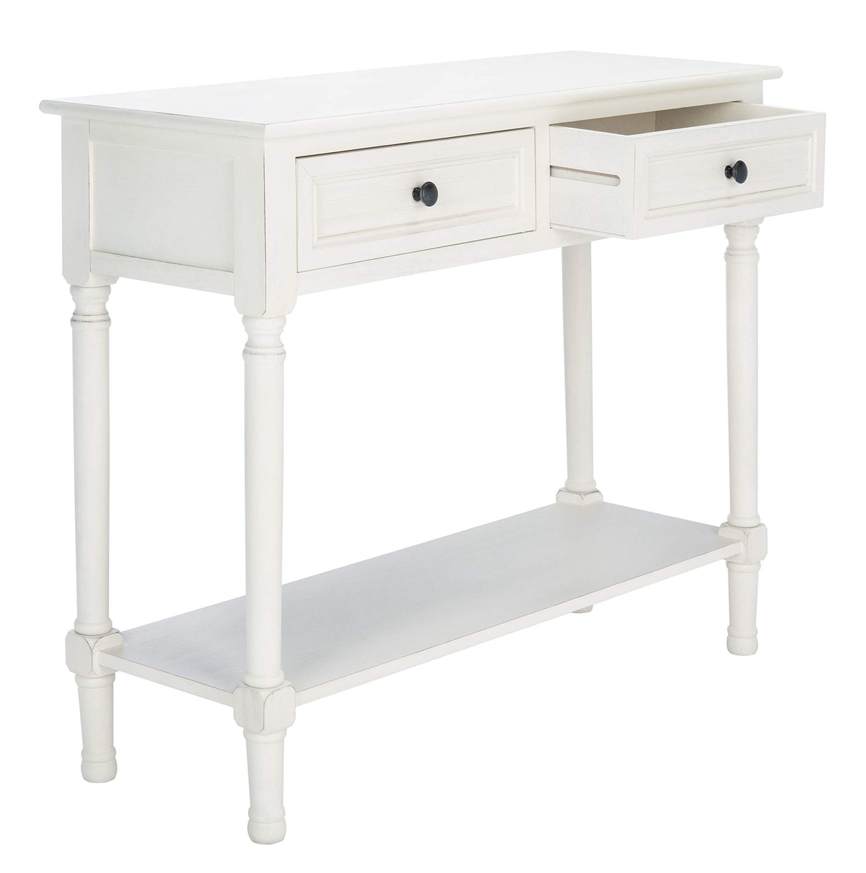 Home Collection Tate Distressed White 2-Drawer Bottom Shelf Console Table