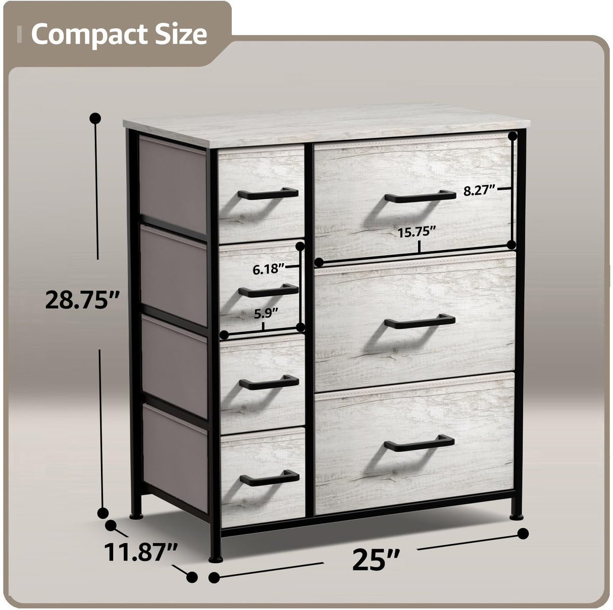 Dresser with 7 Faux Wood Drawers - Storage Unit Organizer Chest for Clothes - Bedroom,