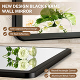 New Upgrade 55X30 Inch Wall Mounted Bathroom Mirror, Black Metal Frame