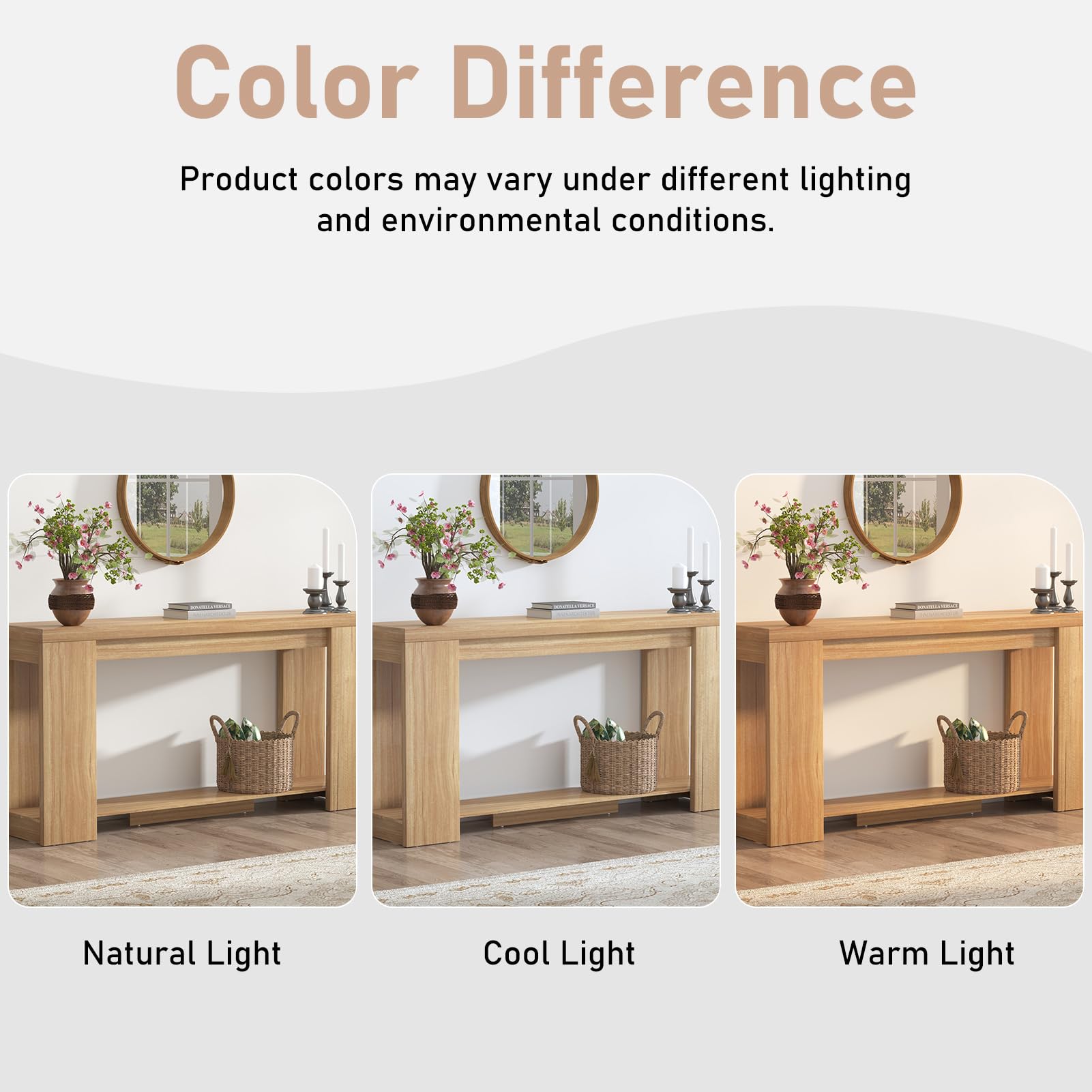 62 Inch Extra Long Console Table with Storage - Farmhouse Entryway Table