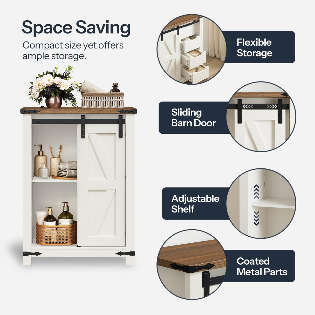 Bathroom Floor Cabinet, Farmhouse Storage Cabinet, Space-Saving Bathroom Cabinet