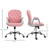 Pink Button Tufted Office Chair with Padded Armrests