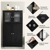 Storage Cabinet with Doors - Bathroom Floor Cabinet, Freestanding Tall Cabinet w/ 2