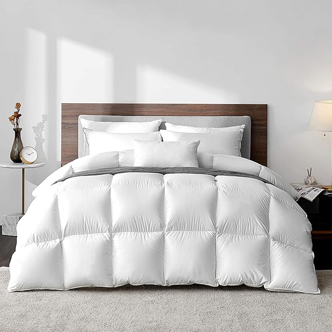 Feather Hungarian White Goose Down Comforter 750 Super Fill Power Fluffy 500 Thread Count Duvet