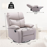 Swivel Rocker Recliner Chair for Adults, Rocking Recliner Chair, Rocker Recliners for Small Spaces, Manual Recliner Lazyboy Single Sofa for Living Room, Nursery, RV, Beige