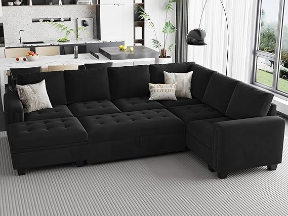 Modular Sectional Sleeper Sofa with Pull Out Bed U Shaped Sectional Sofa Couch