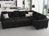 Modular Sectional Sleeper Sofa with Pull Out Bed U Shaped Sectional Sofa Couch with Storage Ottoman