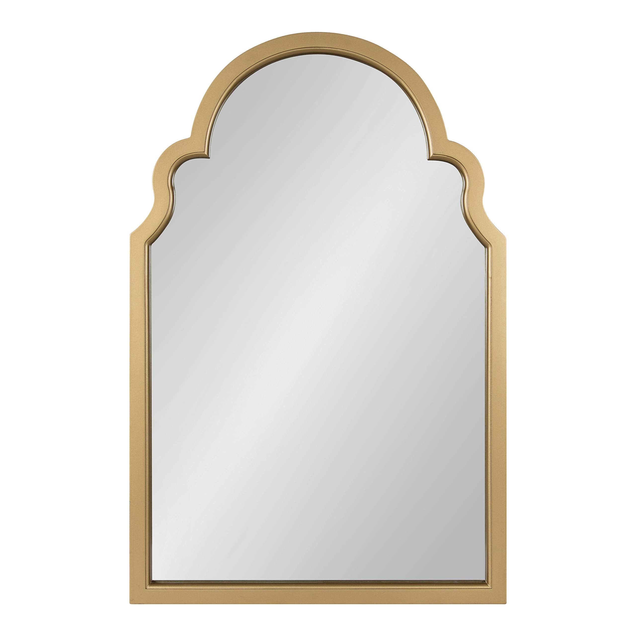 Hogan Modern Arched Wall Mirror, 24 x 36, Gold, Glam Moroccan Mirror for Wall