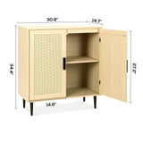 Rattan Sideboard Cabinet with Storage, Accent Cabinet with Feet, Buffet Cabinet with Doors