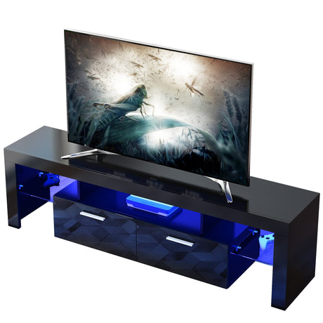 Black TV Stand for 55/60/65/70/75 Inch TV, Modern Entertainment Center for Video