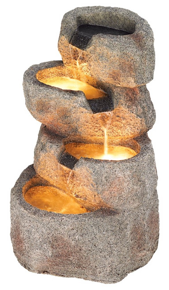 Glacial Rock Zen Rustic Outdoor Floor Water Fountain 30" High