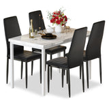 Dinning Table Sets for 4, 5 Piece Dining Room Table Set with PU Leather Chairs