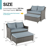 2-Piece Outdoor Patio Furniture Wicker Love-seat and Coffee Table Set