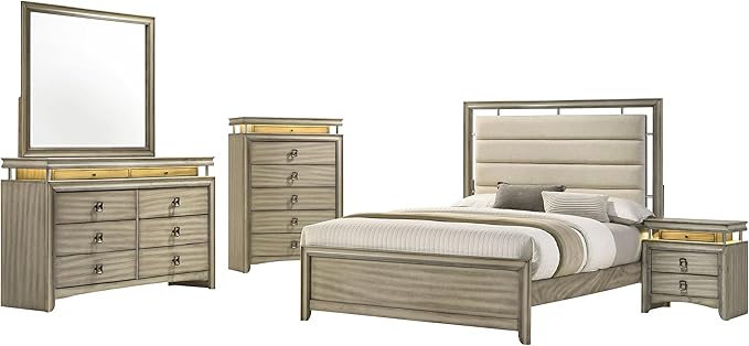 Giselle 5-Piece California King Panel Bedroom Set Rustic Beige