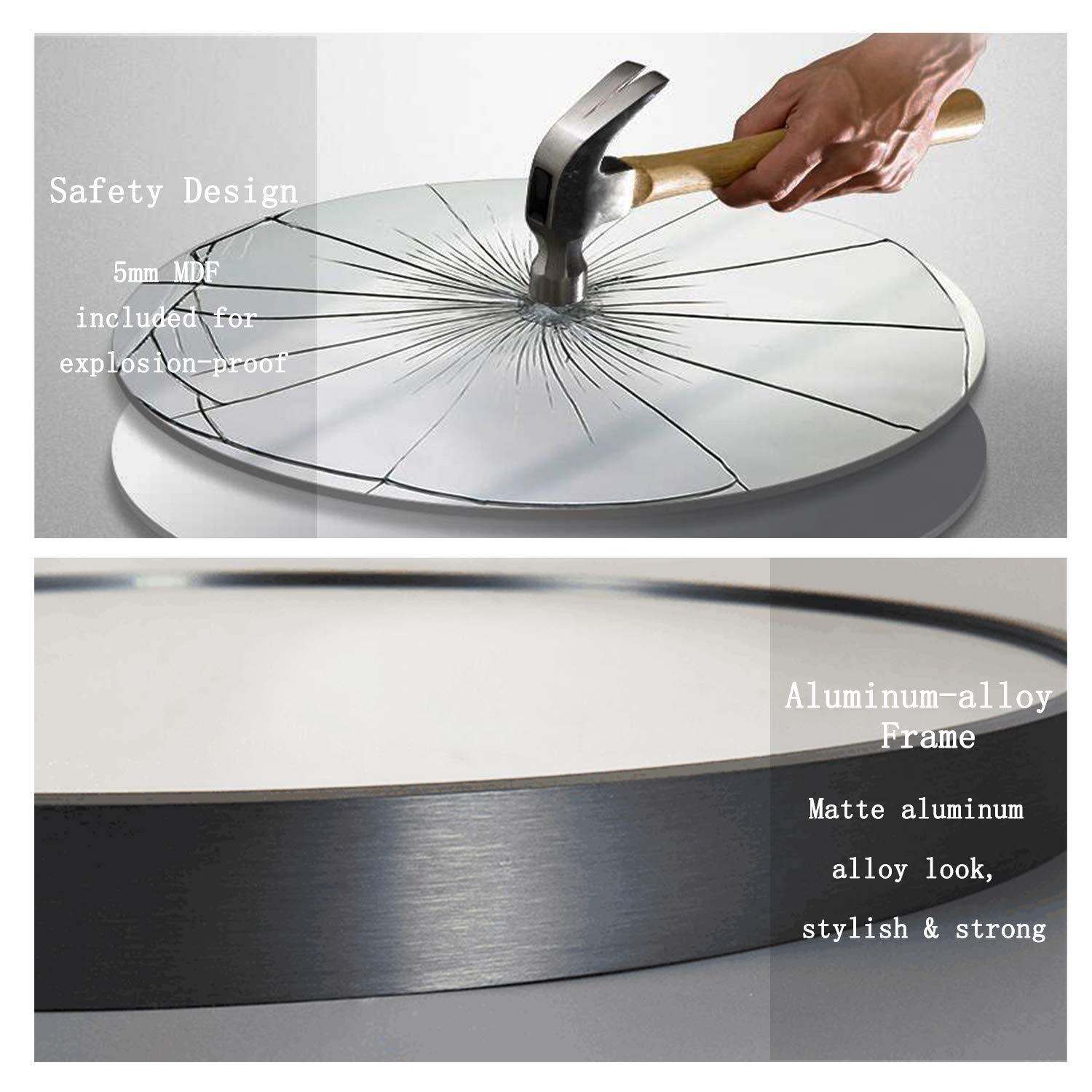 32” Large Circle Mirror for Bathroom, Living Room Entrance Dining Room Accent Decor