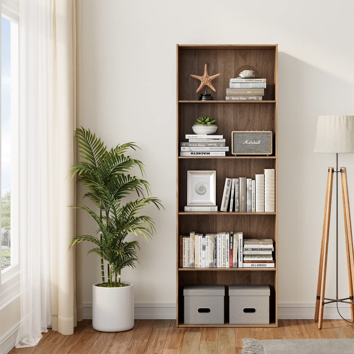 5 Shelf Bookcase, Tall Bookshelves and Bookcases, Vertical Bookshelf Tower