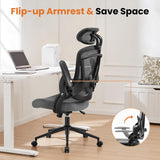 Office Chair, High Back Desk Chair with Adjustable Lumbar Support & Headrest,