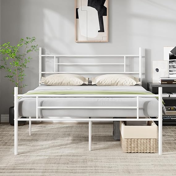 Queen Bed Frame with Headboard and Footboard, 14 Inch Metal Platform Bed Frame