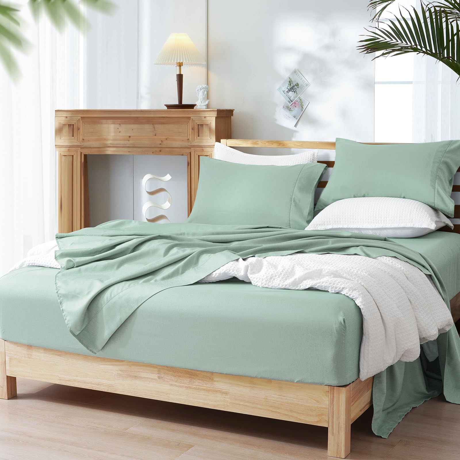 Cooling Sheets Set Queen Size, Rayon Derived from Bamboo & Polyester