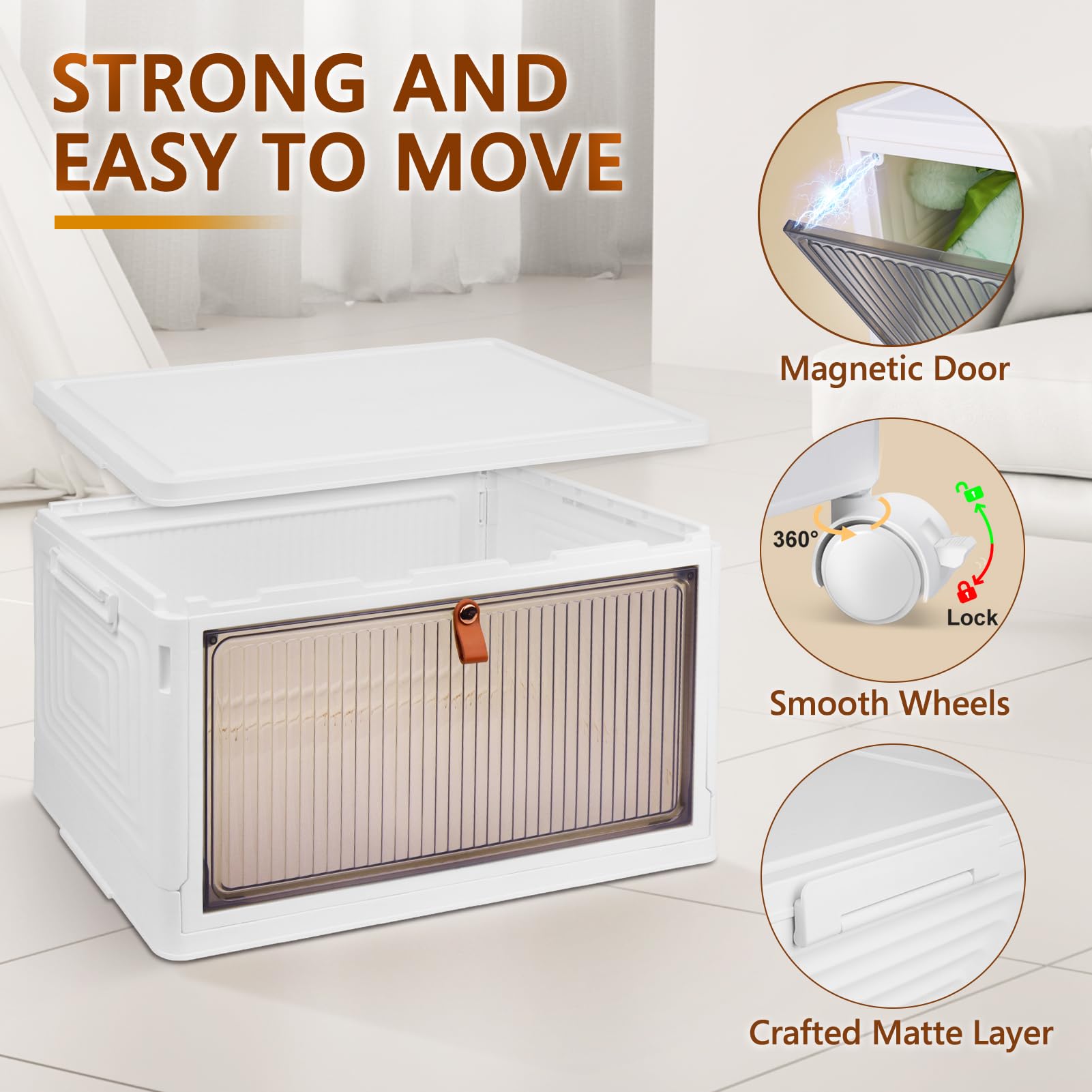 4 Tier Stackable Plastic Storage Bins with Lids and Wheels - 23QT Closet Organizers and Storage,