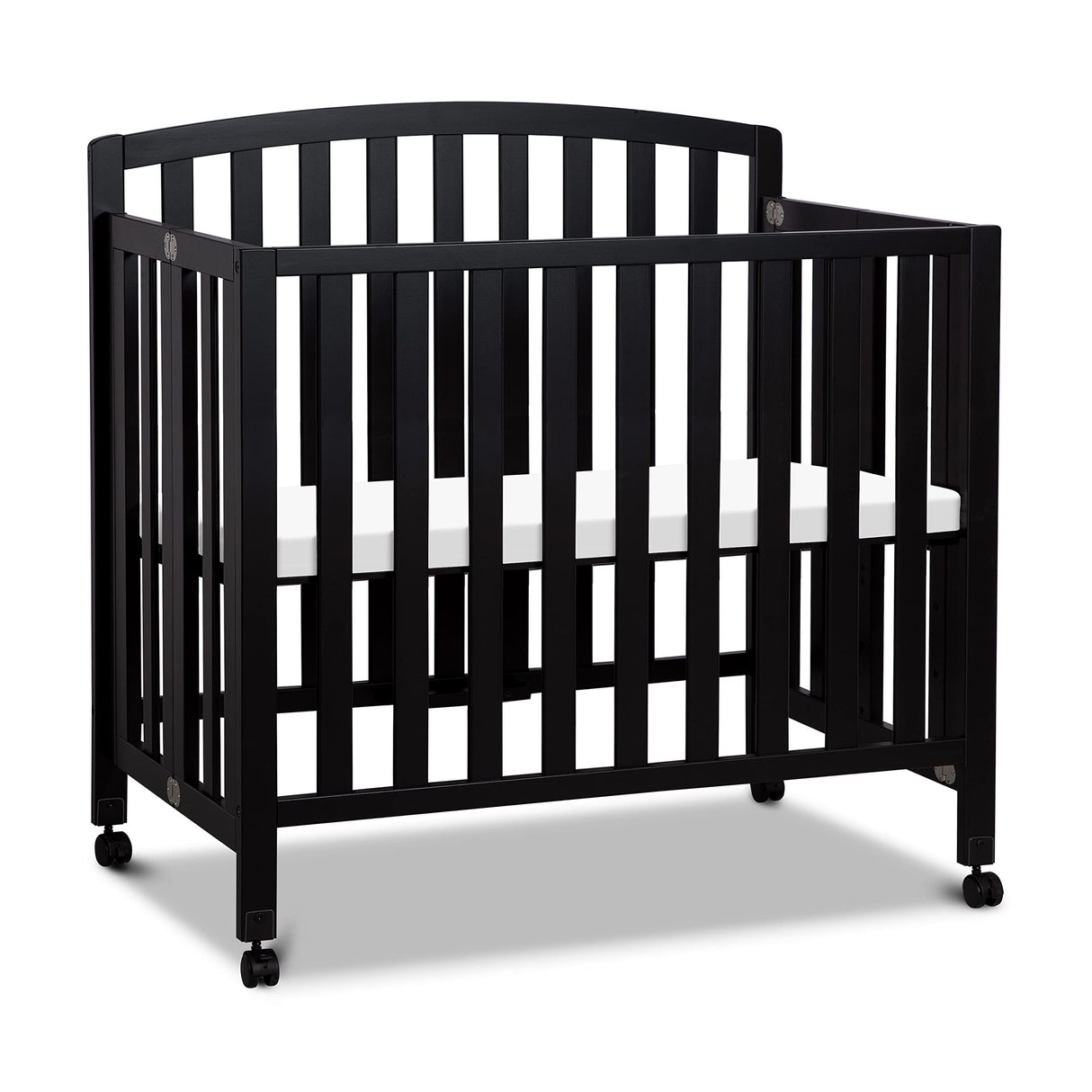 Folding Portable 3-in-1 Convertible Mini Crib and Twin Bed in Ebony, Greenguard Gold