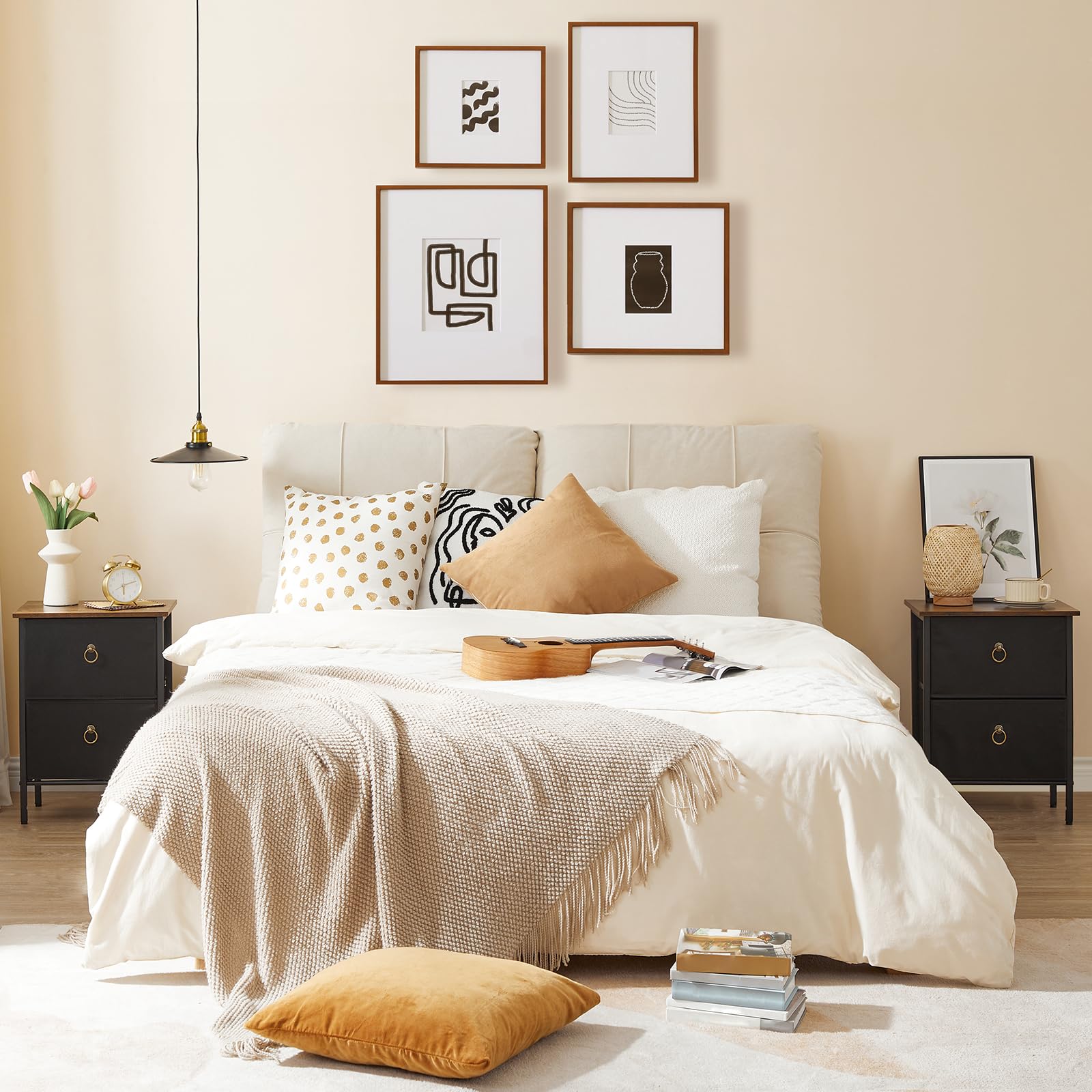 Nightstand Set of 2, 2 Drawer Dresser for Bedroom, Small Night Stand