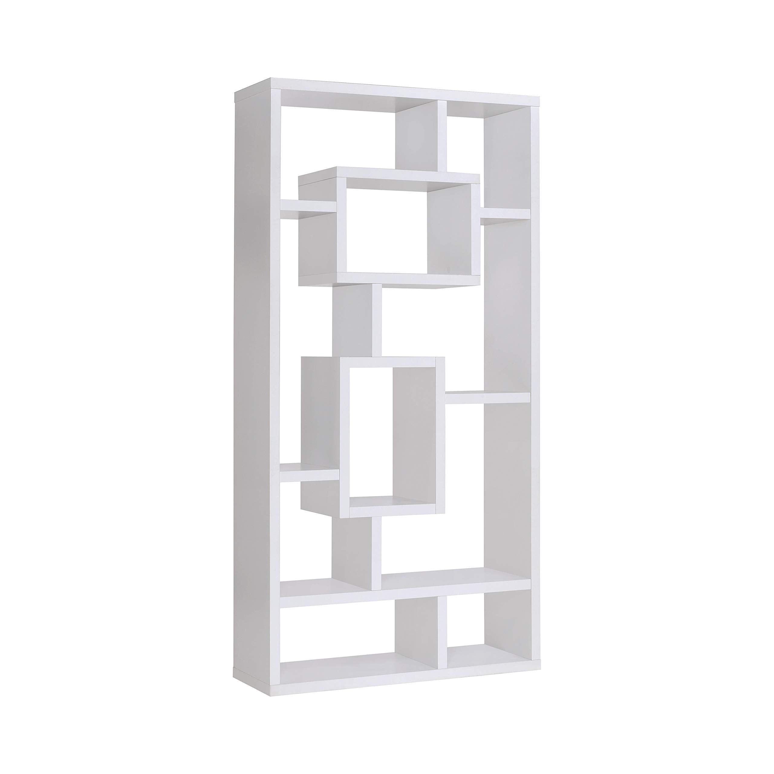 CO- 10-Shelf Rectangular Bookcase, White, 11.5" D x 35.5" W x 70.75" H (800157)