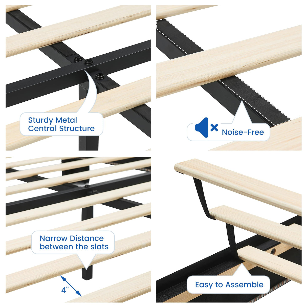 Floating Bed Frame Full Size with LED Lights, Modern Upholstered Platform Full Bed Frame