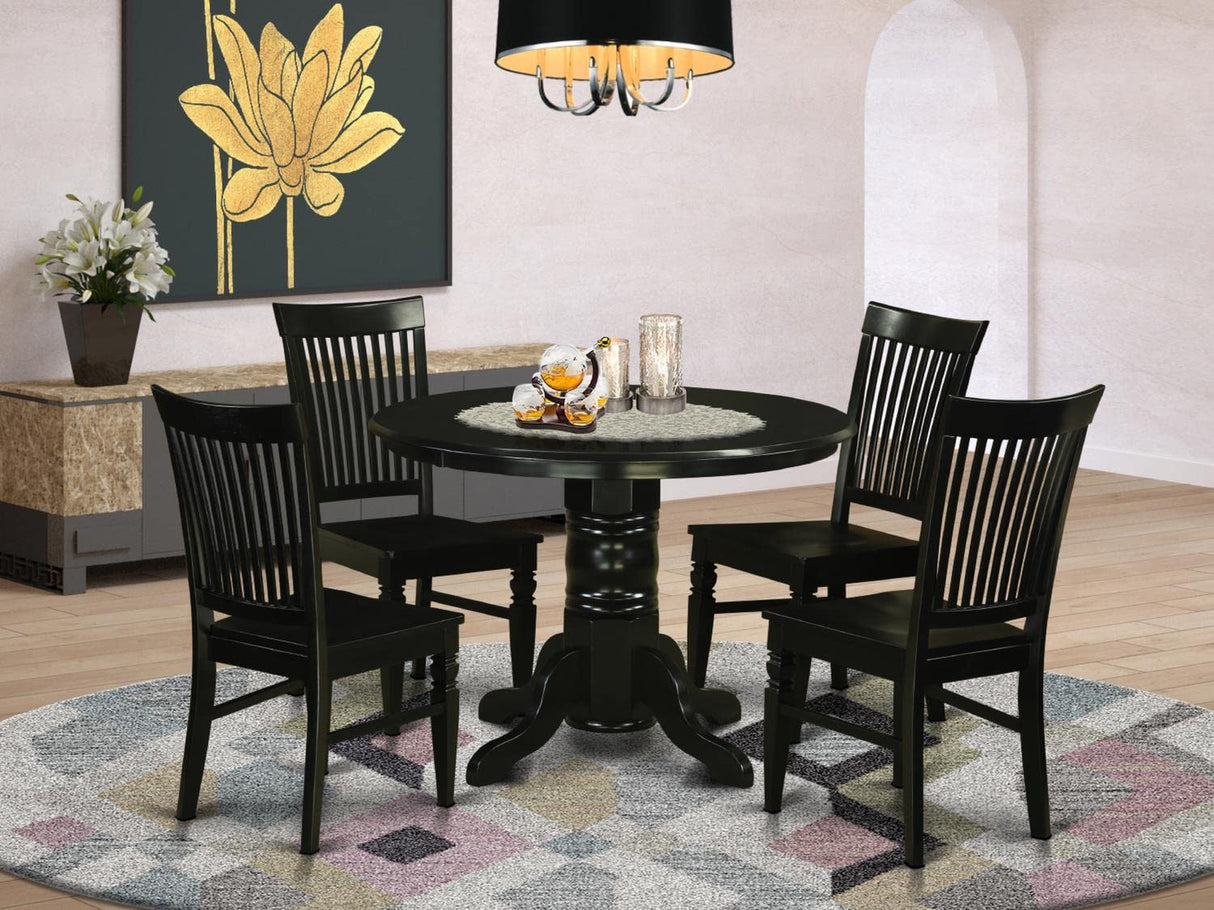 SHWE5-BLK-W 5 Piece Dining Room Furniture Set Includes a Round Dining Table