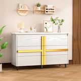 White Dresser for Bedroom, Wood Dresser, 6 Drawer Dresser with Gold Handle, Modern