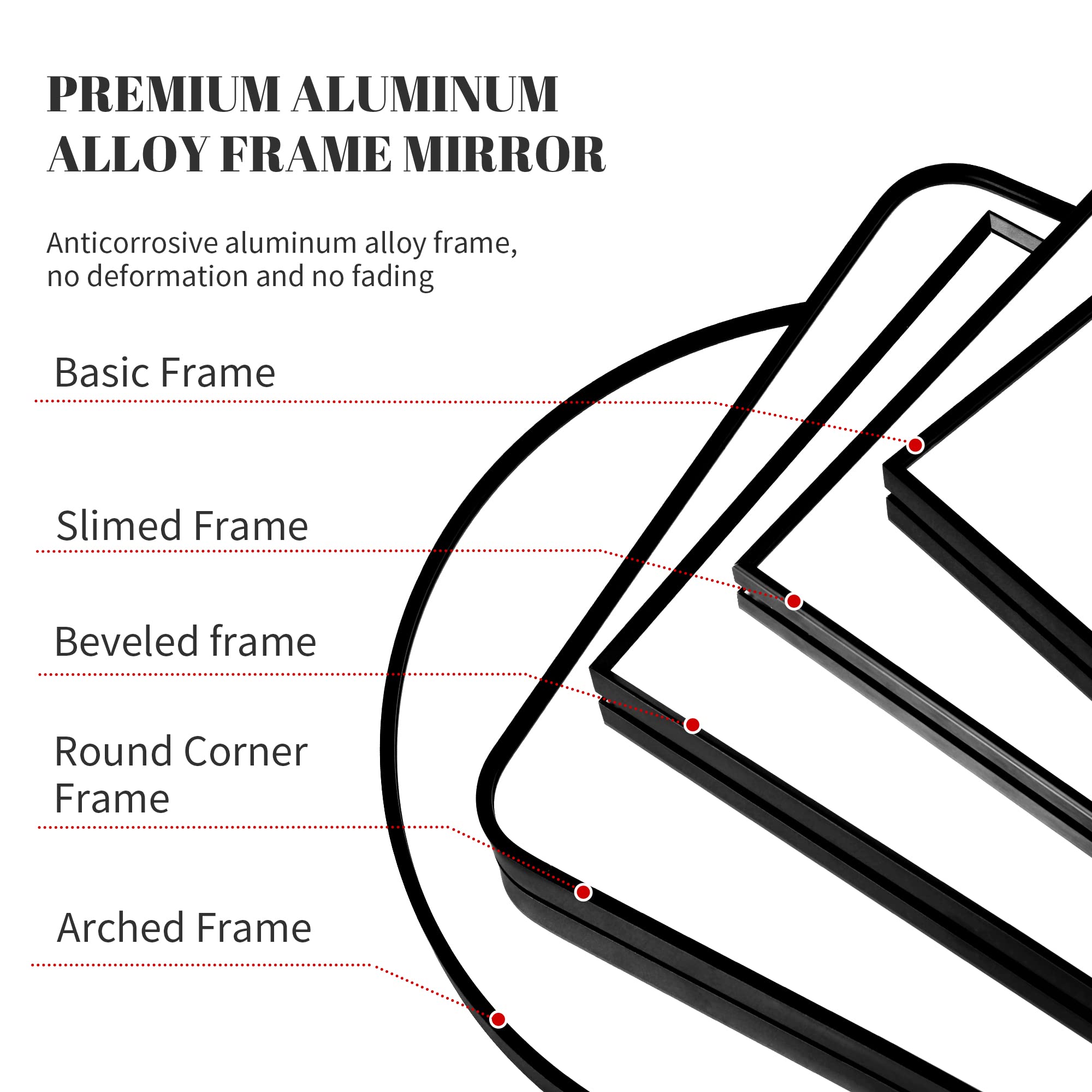 Round Mirror, Black Round Mirror 24 inch, Round Wall Mirror Metal Frame,