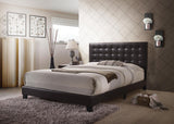 Masate Faux Leather Upholstered Queen Panel Bed in Espresso