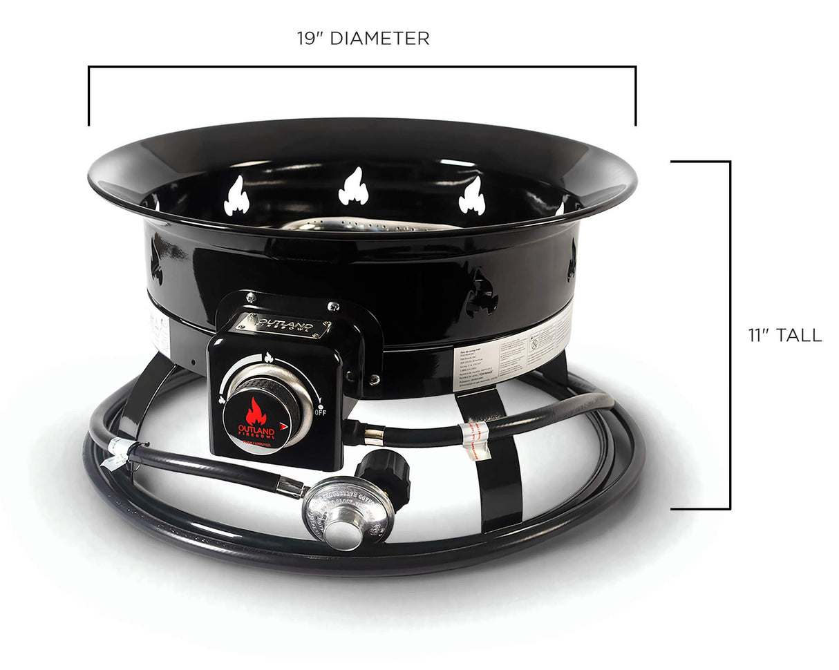 Outland Living Portable Propane Fire Pit, 19 - inch, 58,000 BTU with Fire Pit Cover & Carry Kit, Smokeless Gas Firebowl | Perfect for Camping, Patio, Backyard, Tailgating, Deck, RV| Black 893 Deluxe - Bircata