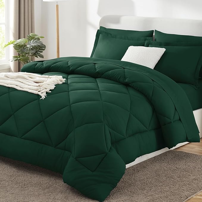 King Bed in a Bag 7-Pieces Comforter Sets with Comforter and Sheets Teal All Season