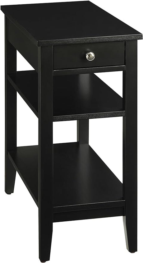 American Heritage 3-Tier End Table with Drawer, 23.5"L x 11.25"W x 24"H, Espresso