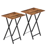 Folding TV Tray Tables, Set of 2 Side Table for Small Space, Industrial Snack Tables