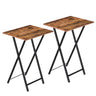 Folding TV Tray Tables, Set of 2 Side Table for Small Space, Industrial Snack Tables