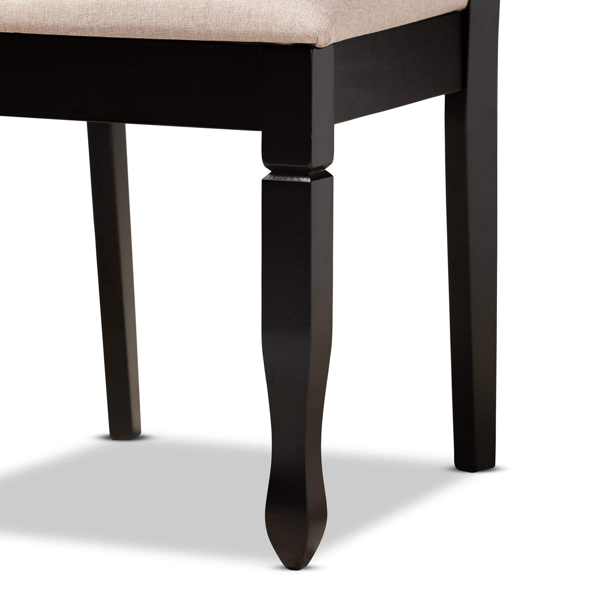 a Dining Set and Dining Set Sand Fabric Upholstered Espresso Brown Finished Wood