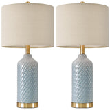 24.25" Table Lamps Set of 2 Modern Ceramic Blue Lamps for Living Room Farmhouse Beds