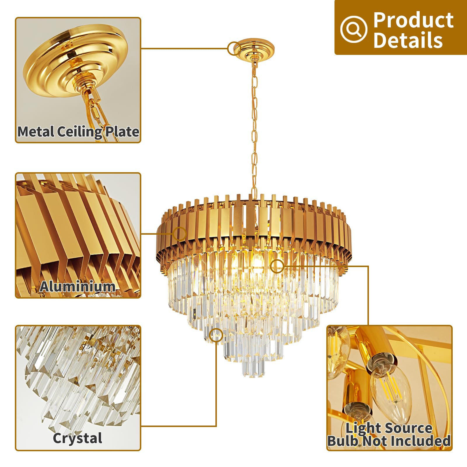 Modern Crystal Pendant Light Luxury Gold Crystal Chandelier Lights 5