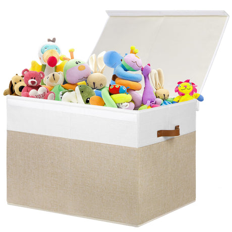 Large Toy Storage Box with Lid, Sturdy Toys Storage Chest Bin Organizer Basket