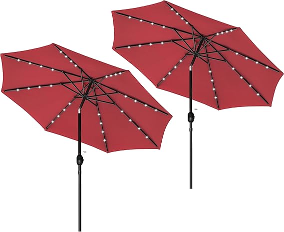 Solar Umbrella 32 LED Lighted Patio Umbrella Table Market Umbrella