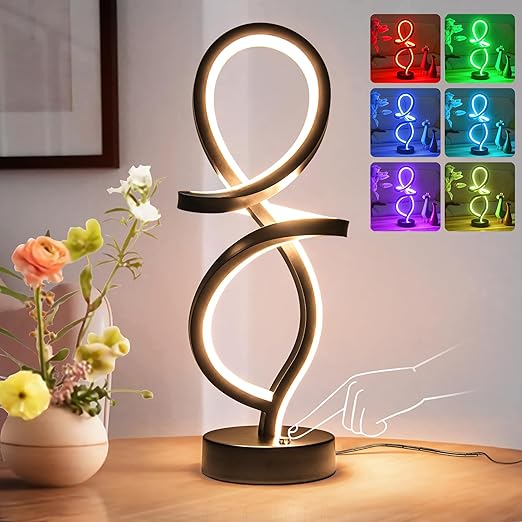 Modern Table Lamp, LED Spiral Lamp, Stepless Dimmable Bedside Lamp