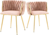 Velvet Dining Chairs Set of 4, Modern Upholstered Dining Chairs with Gold Metal Legs for